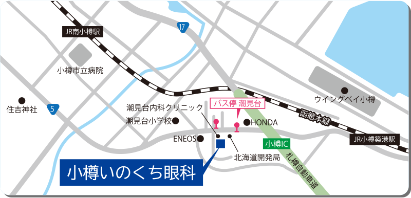 小樽市潮見台・小樽いのくち眼科・アクセスマップ
